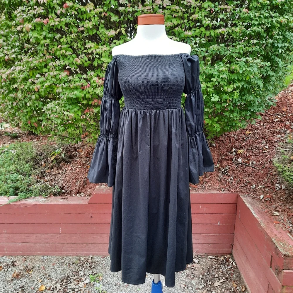 Eloquii Smock Top Off the Shoulder Dress Puff Sleeves Costume Peasant Plus 14 - Picture 2 of 13